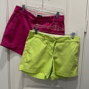 J. Crew Vibrant Pink & Green Women's Shorts Both pair included